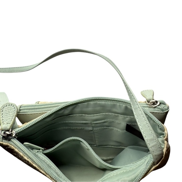 Giani Bernini Straw Bone Natural  Blue Crossbody Bag - Picture 6 of 10